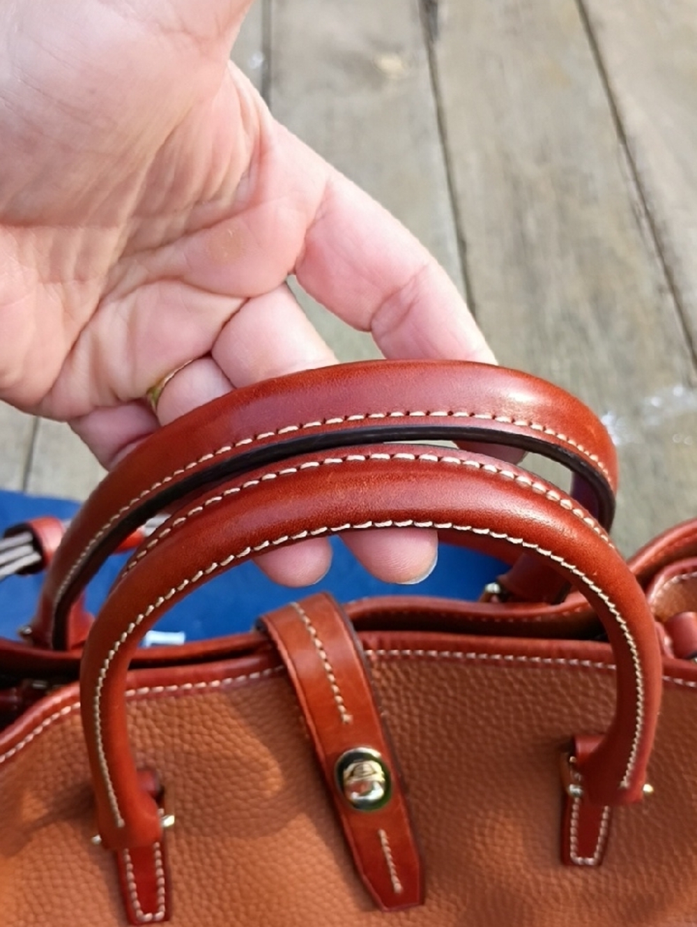 Dooney & Bourke Cognac Brown Pebbled Leather Satchel - Picture 6 of 14